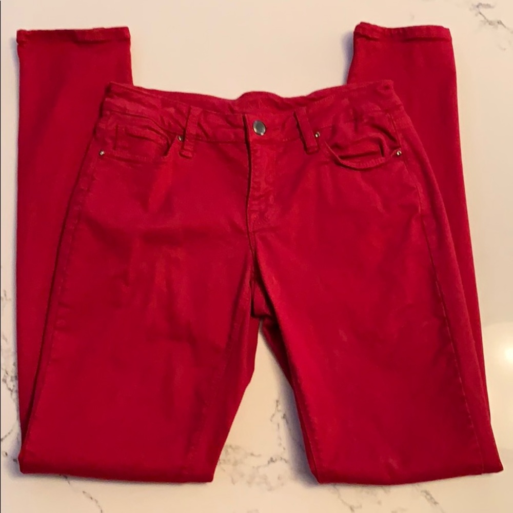 Cache Skinny Jeans Red/Burgandy Sz 2 stretch